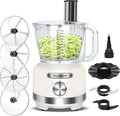 Homtone 16 Cup Food Processor Large, 9-in-1 Vegetable Chopper with 7 Blades for Shredding, Slicing, French Fry Cutting, Meat Grinding, Dough Kneading & Emulsifying, 3 Speeds, Dishwasher Safe, White