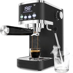 Espresso Machine 20 Bar Temperature Time LED Display Espresso Maker with Adjustable Extraction Temperature Stainless Steel Coffee Machine with Powerful Steam Wand for Cappuccino Latte for Black