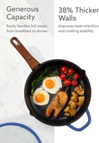 CAROTE 20Pcs Titanium Cookware Set, Pots and Pans Set Non Stick, Kitchen Cooking Set with Detachable Handle, Non Toxic Induction Cookware - Camping Cookware, Dishwasher/Oven Safe, Blue