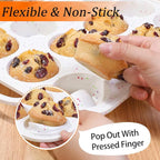 CAKETIME Silicone Muffin Pan, Metal Reinforced Frame Regular Size 2.8 Inch Cupcake Pan with Handle 12 Cups Nonstick Muffin Tray for Baking BPA Free 1 Pack Confetti
