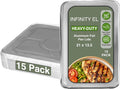 INFINITY EL Disposable Aluminum Foil Pan Lids 15 Pack | Full Size 21" x 13.5" Insulated Foil Pan Lids | Heavy Duty Aluminum Foil Lids for Catering, Food Storage, Turkey, Lasagna, Parties & Meal Prep