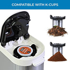 Kenmore Single Serve Coffee Maker – Compatible with Keurig K‑Cup Pods & Ground Coffee, One Cup Brewer, 6–12 Oz Brew Sizes, Travel Mug Friendly, Auto Shut‑Off, Hot & Iced Maquina de cafe, White
