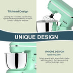 Electric Stand Mixer with 6.5 Quart Bowl, Household Food Mixer 10+p Speeds 660W, Tilt-Head Bread Dough and Cake Mixers with Dough Hook, Whisk, Beater, Splash Guard and Egg Separator (Blue)