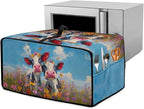 Cow Butterfly Flower Print Toaster Oven Cover, Dust-proof Heat-resistant Air Fryer Cover with Accessory Pockets, Kitchen Small Appliance Protector, (Small-14.5*18.46*9 inches)