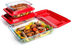 Set of 8 pcs Tempered Nesting Glass Baking Pan Set, Glass Baking Dish with BPA Free Lids. Oven, Microwave, Refrigerator and Dishwasher Safe - 1L, 1.7L, 2.8L, 4.2L