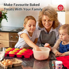 Redfly 3 Pack Silicone Muffin Pans for Baking & Cupcake Pan - 12 Cup Regular Size Silicone Molds, BPA Free Egg Bites Mold