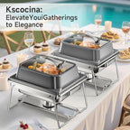 KScocina Chafing Dishes for Buffet, 4 Pack 5QT Square Stainless Steel Chafing Dish Set, Complete Buffet Warmer for Home Parties, Christmas & Catering Events (Grey)