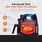 MONDIAL Air Fryer - 8.6 Quart Extra-Large Air Fryer, 2 Simple Dial Controls, 1800 Watts - Quick Heat Circulation Technology, Low Fat Cooking Less Calories - Removable Squared Basket - Black