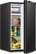 Antarctic Star 3.2 Cu.Ft.Compact Refrigerator with Freezer, Mini Fridge Single Door with Adjustable Thermostat,Removable Glass Shelves for Apartment,Dorm,Office,Kitchen，BLACK