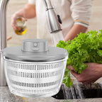 Vegetables Washer Dryer,4L Large Capacity Fruit Vegetable Strainer Spinner,USB Electric Salad Lettuce Spinner,Automatic Compact Salad Cleaner and Dryer for Home Kitchen(White)