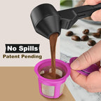 Coffee Scoop & Funnel for Reusable K Cup Refillable Coffee Pods, Coffee Measuring Spoon 2 Tablespoon Capacity, Scoop with Funnel for Ground Coffee, Protein Powder, Tea (Black, 2 Pack)