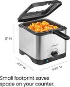 Chefman Fry Guy, The Most Compact & Convenient To Deep Fry Comfort Food, Restaurant-Style Basket With A 1.6-Quart Capacity, Easy-View Window & Adjustable Temp Control, Stainless - 1.5 Liter