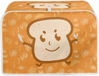 JEOCODY 4 Slice Toaster Cover With Cute Butter Bread Print - Quilted Fabric Dust-Proof and Fingerprint Protection for Kitchen Small Appliance