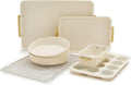 GreenPan Bakeware Set, 7 Piece Nonstick Ceramic Gold Handle Baking Sheets, Cake Pans, Loaf Pan, Muffin Tin, Cooling Rack, PFAS & BPA Free, Freezer to Oven Dish, Bake & Roast Ovenware, Cream