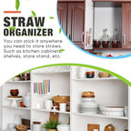 Qinyoung Acrylic Straw Holder for Cabinet Door with Double Sided Adhesive Tape Reusable Straw Organizer Tumbler Storage Kitchen Accessories Container for Counter Cupboard(Classic,Extra Large,Clear)