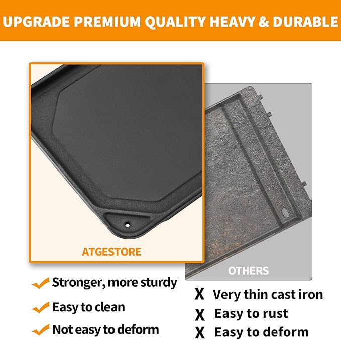 4396096RB Replacement Griddle for Whirlpool Stove Parts, W10297135 Cast Iron Plate for Maytag, Kitchenaid, Jenn Air, Amana, Gourmet Gas Range Cooktop Parts Burner Pan 1 Pcs
