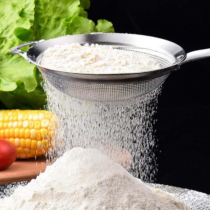 Suwimut 3 Pieces Spider Strainer Skimmer Spoon Set, Fine Mesh Stainless Steel Sieve Food Strainers, Large Hole Slotted Colander Frying Spoons, Strainer Ladle Wire Skimmer Spoon with Handle for Kitchen