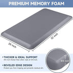 4/5 Inch Thick Kitchen Mats for Floor, StepRite Kitchen Rug for Standing Desk, Non-Slip, Thicker, Stain & Water Resistant, Comfort Anti Fatigue Floor Mat for Home, Kitchen, Office - Grey,32 * 20''