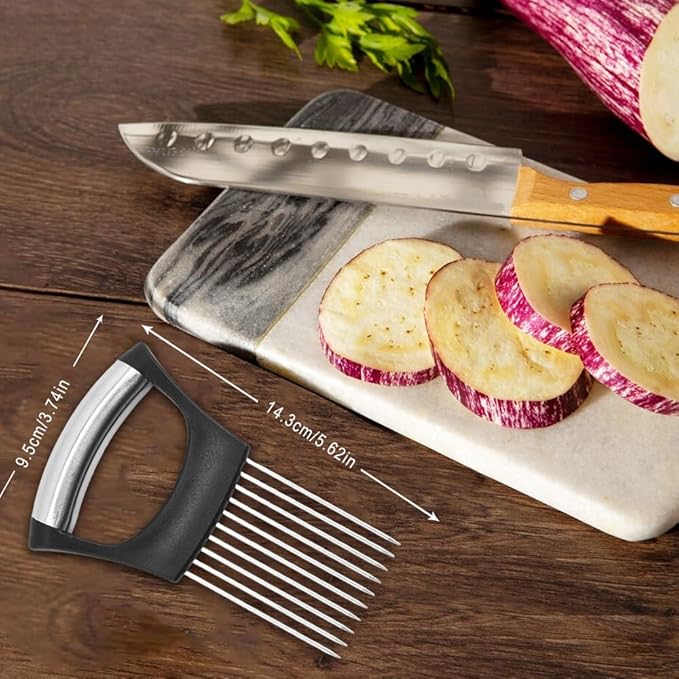 Onion Holder for Slicing, Stainless Steel Onion Slicing Rack, 2026 Upgraded Slicer, Lemon Slicer Vegetable Cutter, Home Kitchen Tools, Fruit, Lemon Slice Aids (Square-1pc)