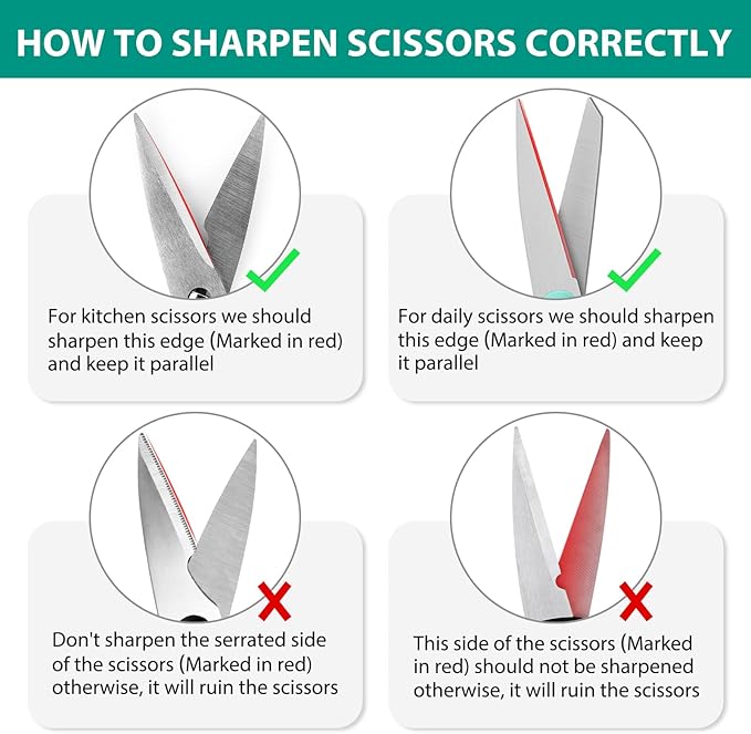 Longzon 5-in-1 Knife Sharpener 4 Stage with Cut-Resistant Glove, Quickly Sharpens & Restores Dull Blades, Easy & Safe for Home Kitchen Use, Fits Most Knives and Scissors, Black+Red
