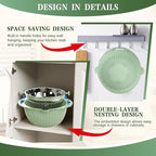 4-1 Colander with Fruit Bowl Set - Colander for Kitchen, Rotatable Strainers and Colanders(Patented), Pasta Strainer with New Upgraded Graters for Fruit, Veggie, Aesthetic Kitchen Essentials - Green