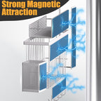 Magnetic Spice Rack for Refrigerator, 7 Pack 100% Metal Strong Magnet Shelf, Spice Organizer W/ Paper Towel Holder, Hook Rack, Utensil Caddy & Cutting Board Holder, Home Kitchen Organization (White)
