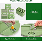 SUSTEAS Salad Spinner Large, Vegetables Wash Bowl, Fruits & Herb Lettuce Dryer with 5 Blade Slicer Egg Yolk Strainer Shredder for Efficient Salad Preparation and Food Washing, 4.25Qt