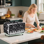 Piano Musical Notes Print Toaster Oven Dust-proof Cover, Heat-resistant Anti Fingerprint Microwave Oven Dust Cover, Kitchen Counter Accessory (Large-18.5 * 22.5 * 12.99 inches)