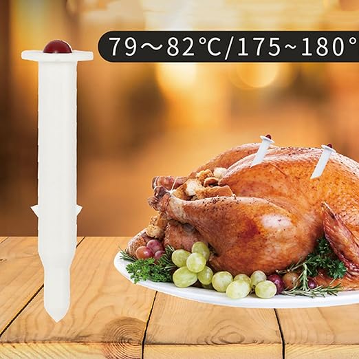 4 Pcs Turkey Temperature Meters, High-Temperature Resistance Meat Thermometer Turkey Temperature Poppers, Pop-Up Picnic Barbecue Thermometers Timers for Kitchen Outdoor