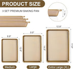 Baking Sheet Pan Set of 3 | Nonstick Cookie Sheets for Baking Supplies | No Rust & No Toxic Carbon Steel Half Sheet Pan+Jelly Roll Pan+Quarter Sheet Pan Set | Heavy Duty Baking Tray for Oven