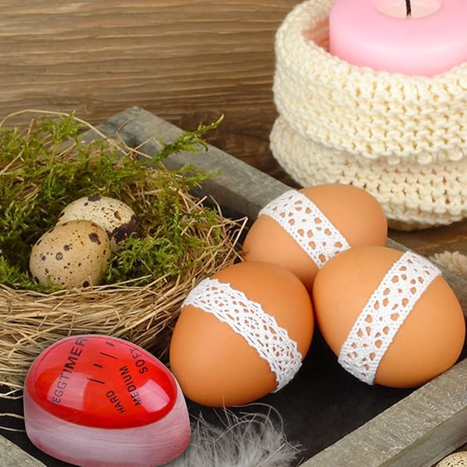 Lasubst Egg Timer for Boiling Eggs that Changes Color When Done, Classic Red, Pack of 2