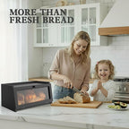LOHASOK Bread Box for Kitchen Countertop Large Bread Box Farmhouse Bread Container Bread Storage with Window Bread Holder Black
