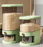 Peaoop 22LB Rice Dispenser, Large Grain Container Storage with Lid Measuring Cylinder Household Cereal Dispenser Bucket for Kitchen Soybean Corn (22LB-Green)
