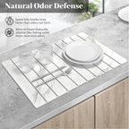 Large Stone Dish Drying Mats for Kitchen Counter, 24"(L)×16"(W) Marble-Pattern, Fast Drying Collapsible Dish Drying Mat, Eco-Friendly Absorbent Diatomaceous Earth Mats for Tableware, Match Countertop