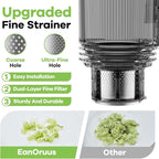EanOruus Cold Press Juicer, 5.8" Wide Feed Chute Juice Extractor Machine with 400W, High Juice Yield, Slow Masticating Juicer for Whole Vegetables & Fruits, Silver