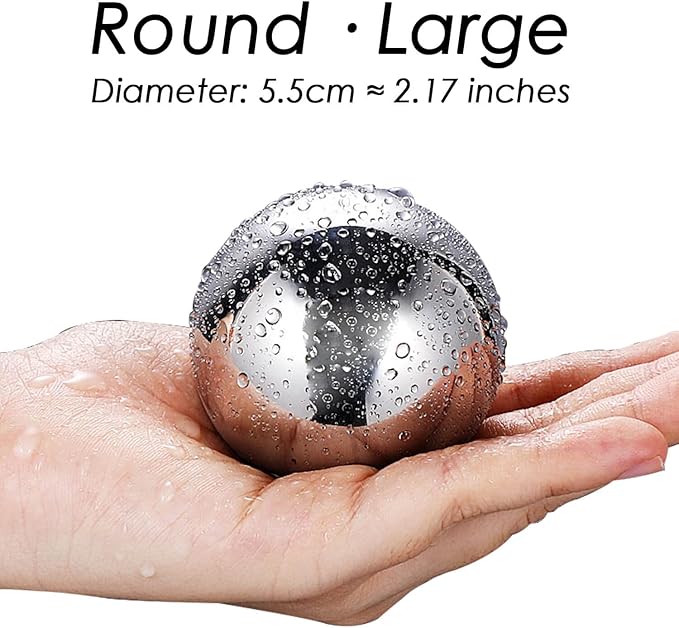 Whiskey Stone Gifts Set, Reusable Metal Ice Cubes, XL Large Stainless Steel Whiskey Stone, Refreezable Ice Ball Set with Storage Case, Unique Christmas Bourbon Gifts, Ice Rocks Wine Chiller