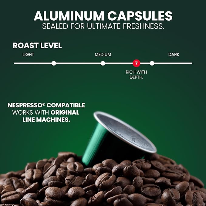 GILA Café Decaf Aluminum Coffee Capsules – Dark Roast Espresso Pods Compatible with Nespresso Original Machines – 100% Arabica, Naturally Water-Processed, 60 Count