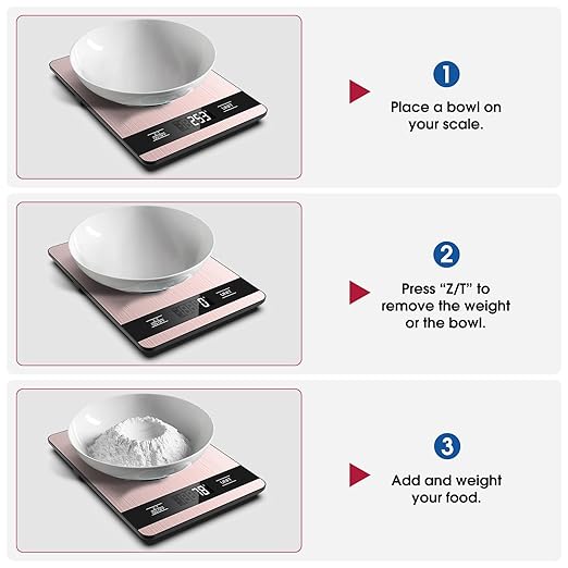 Mik-Nana Food Scale, 11lb Digital Kitchen Scale with LCD Display 6 Units Tare Function, Stainless Steel Weight Grams and Ounces for Baking, Cooking and Meal Prep (Batteries Included)