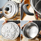 11.8inch Steam Pots with 3pcs Steamer Liners and Kitchen gripper 3-tier Stainless Steel Steamer Pot with Lid for Cooking Multipurpose Vegetable, Dumpling, Stock, Sauce