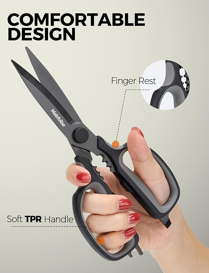 Heavy Duty Kitchen Shears, All Purpose Herb and Kitchen Scissors for food,Japanese 420J2 Stainless Steel,Titanium Coated, Detachable Blades and Soft TPR Handle,Dishwasher Safe