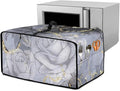 Marble Rose Flower Print Toaster Oven Cover, Stain-Resistant Air Fryer Cover with Storage Pocket, Kitchen Decorative Oven Protector, Black Grey Gold, (Medium-16.1*19.71*10 inches)