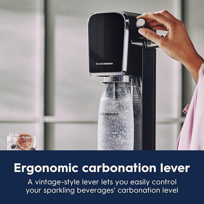 SodaStream Art Sparkling Water Maker (Red) with CO2 and Two Carbonating Bottles