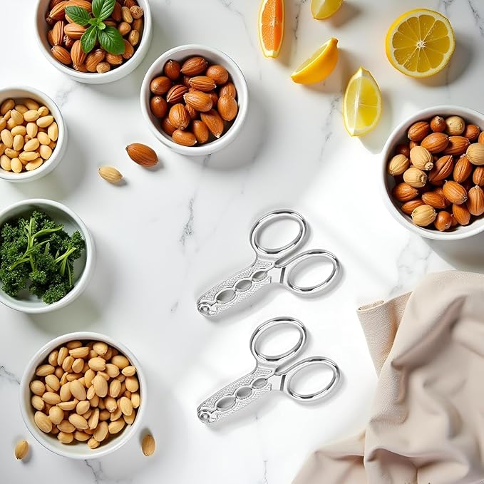 2Pcs Nut Crackers Nuts Pistachio Sheller Opener Kitchen Tools Stainless Steel Nutcracker Multi-Function Walnut Pine Sheller Opener Specialty Gadgets