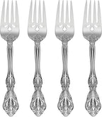 Oneida Silverware Set, Michelangelo Fine Flatware 4-Piece Salad Forks Set, Service For 4, 18/10 Stainless Steel, Mirror Finish, Dishwasher Safe, Home And Kitchen Utensils (Silver, 4 Piece)