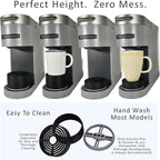 Elevate Anti-Splash Cup Riser Accessory for most Keurig K-cup, Cuisinart Single Serve, and other Coffee Makers, Adjustable for Cup Size and Drip Tray Type (Black with Light Gray Base)