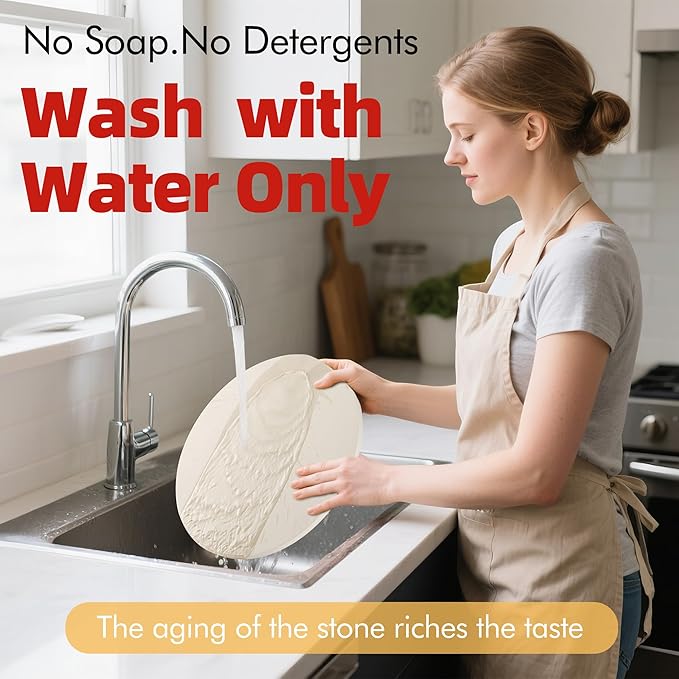 12.4" Round Pizza Stone, Heavy Duty Cordierite Pizza Pan for Grilling & Pizza Oven, High Temperature Resistant Baking Stone for Pizza, Bread, Meat and More