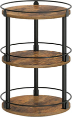 YATINEY 3-Tier Lazy Susan Organizer, Rotating Spice Rack, Spinning Organizer, Industrial Turntable Spice Rack Organizer for Cabinet, Kitchen Countertop, Pantry, Rustic Brown and Black SR23BR
