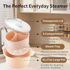 Microwave Vegetable Steamer, Silicone Microwave Cooker for Broccoli, Rice, Chicken & Eggs, Healthy Low Carb Cooking, Baby Food Maker, Double Layer Design, Dishwasher Safe