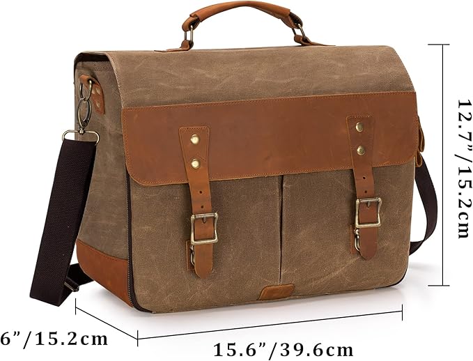 Lodrid Vintage Bartender Kit Bag with Flexible Compartments for Wine, Leather Waxed Canvas Bartender Tote with Removable Dividers, Bar Bag with Handle and Shoulder Strap, Case Only, Patent Design