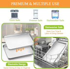 CEKEE Baking Sheet Set of 4, Stainless Steel Cookie Sheet & Baking Pan Tray, Toaster Oven Tray, Baking Pan Set, Rectangle Size 16 x 12 x 1 inch, Non Toxic, Mirror Finish & Rust Free, Dishwasher Safe